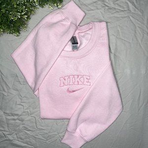 Nike | Sweaters | Pink Nike Embroidery Sweatshirt | Poshmark